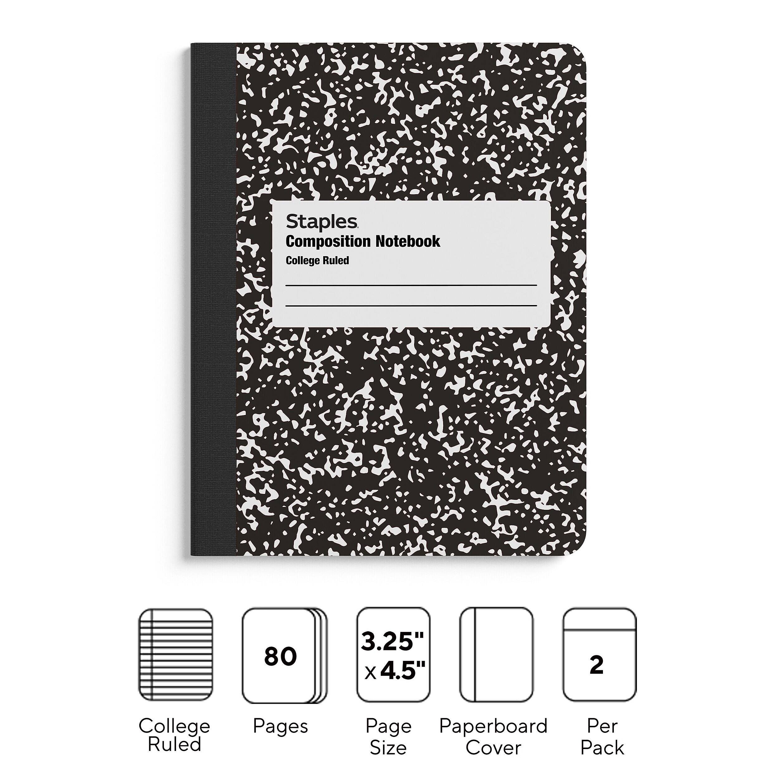 Staples Mini Composition Notebook, 4.5” x 3.25”, College Ruled, 80 ...