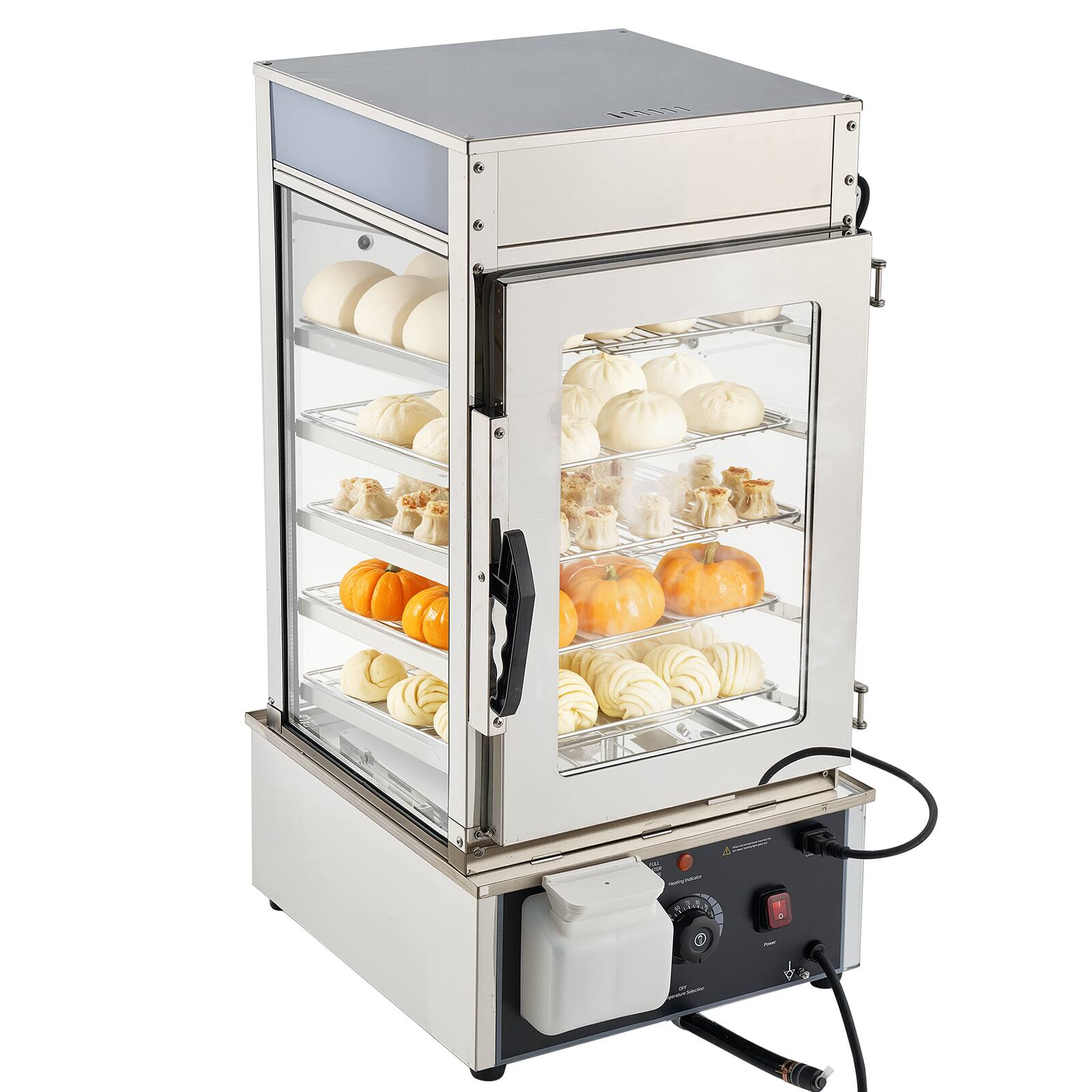 Front. VEVOR - 5-Tier Commercial Food Warmer Display, 1200W Food Display Warmer with LED Light,Adjustable Shelf & Stainless Steel Frame - Silver.