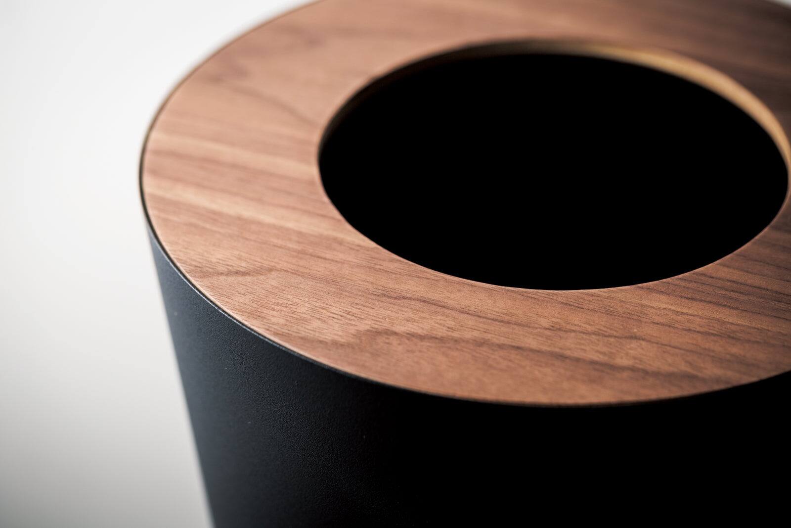 Alt View 5. Yamazaki Home - Trash Can - Round - Steel + Wood - White.