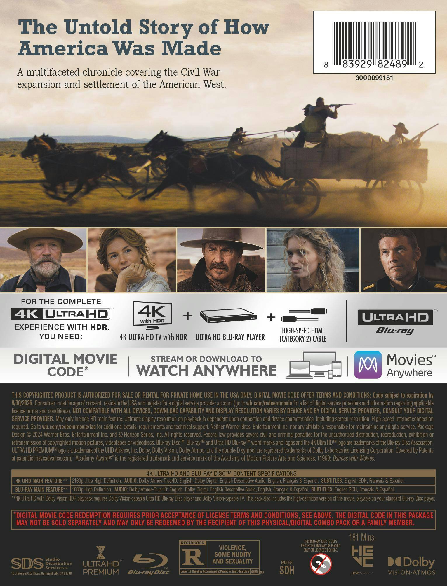 Back. Horizon: An American Saga Chapter 1 (Limited Edition 4K Ultra HD Steelbook + Blu-ray + Digital) [UHD].