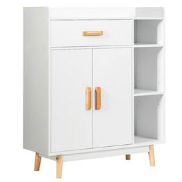 Pefilos - Floor Storage Cabinet Free Standing Cupboard Chest, Organizer Hallway Entryway Cabinet for Living Room Kitchen - White