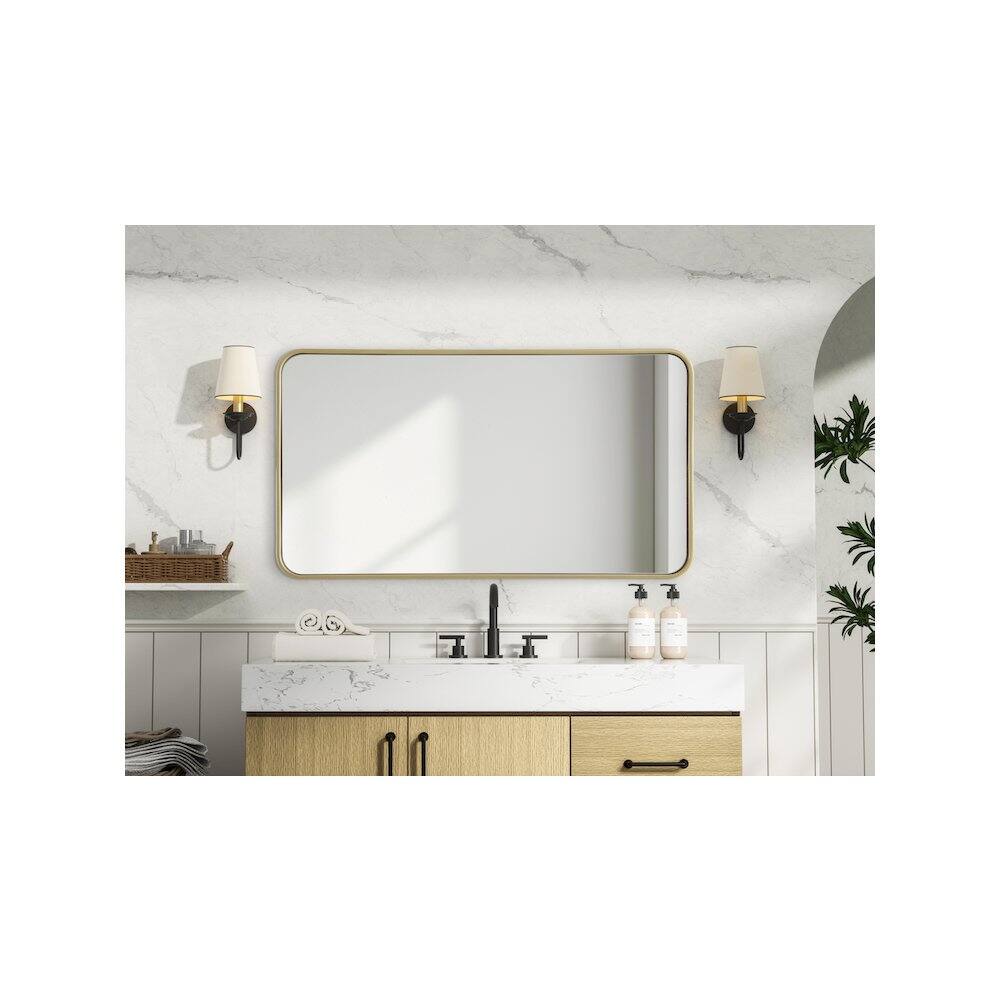 Alt View 3. Elegant Decor - Contour Metal Rectangle Mirror 22x40 in Brass - Brass.