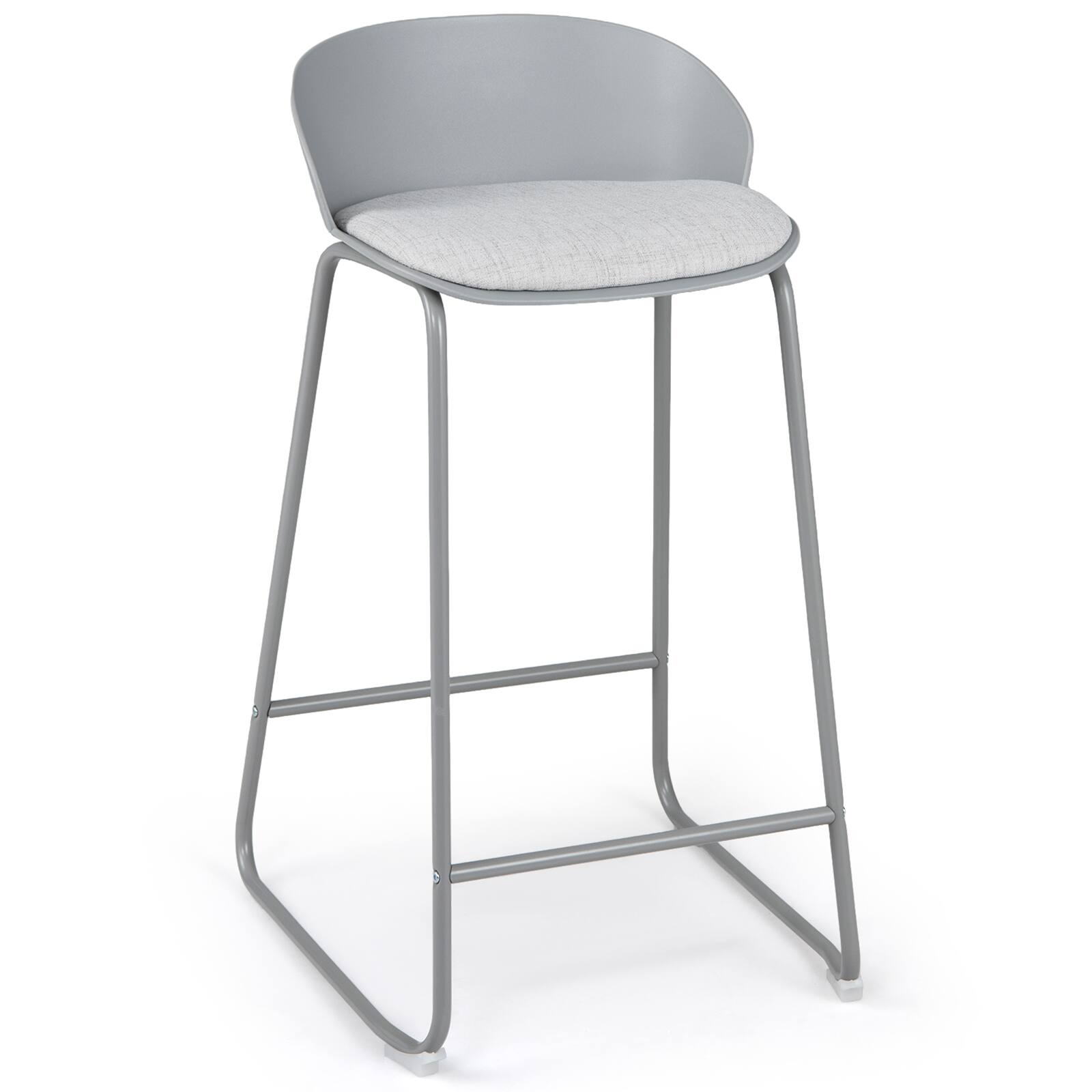 Gymax 28'' Counter Height Bar Stools Set of 4 w/Curved Backrest Metal ...
