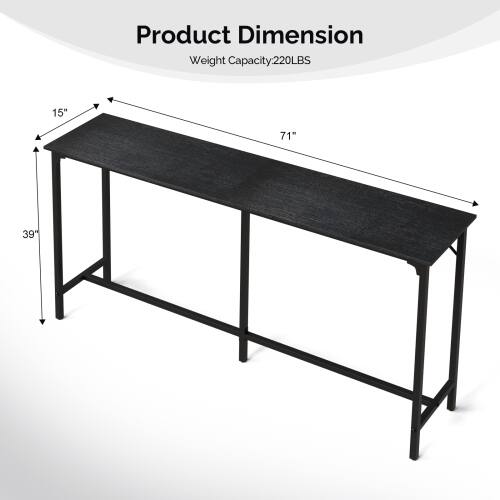 Product Dimension  
Weight Capacity: 220LBS  
15" x 71" x 39"