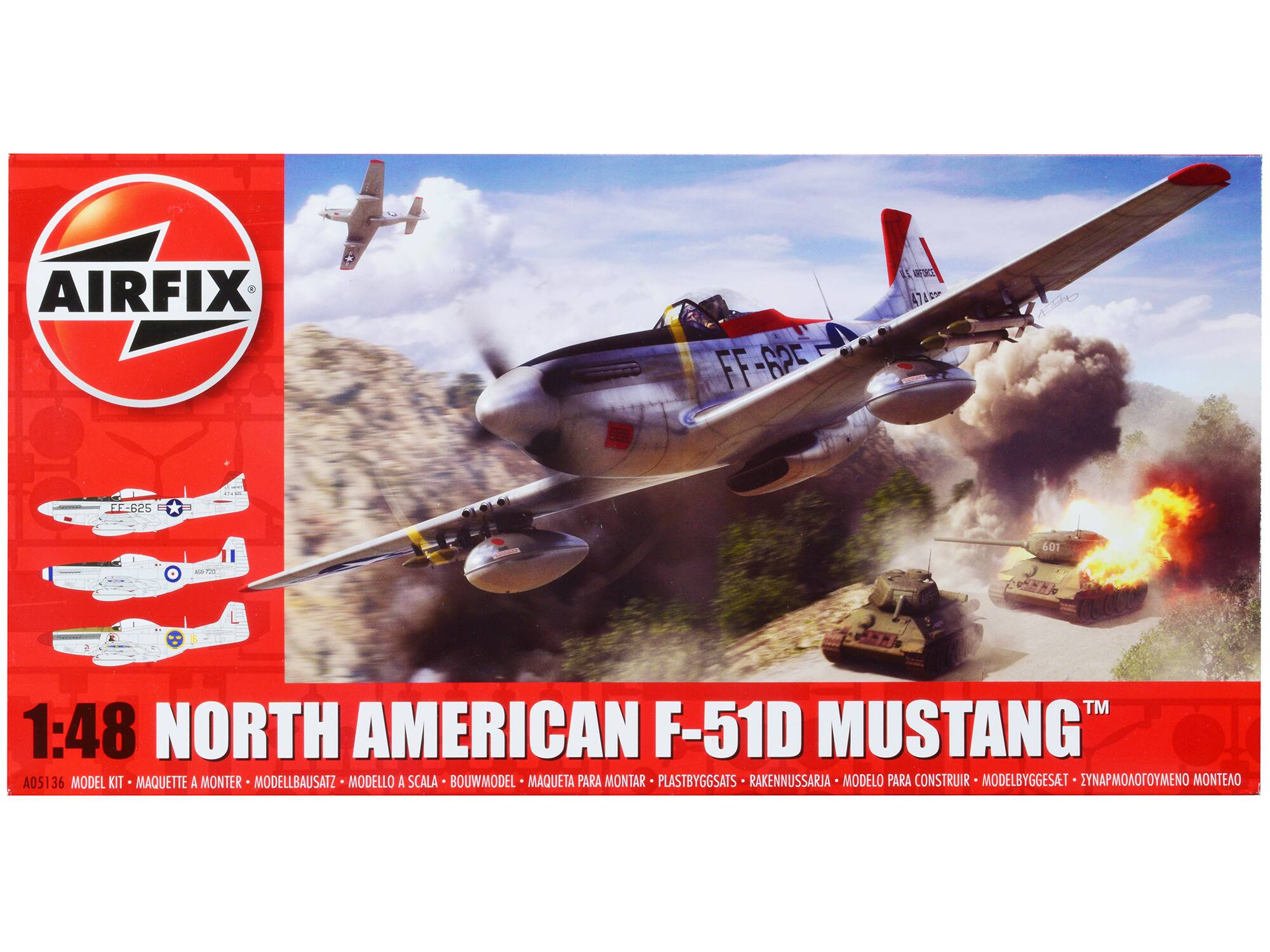Level 2 Model Kit North American F-51D Mustang Fighter Aircraft with 3 Scheme Options 1/48 Plastic Model Kit by Airfix price history on PriceWatchPro