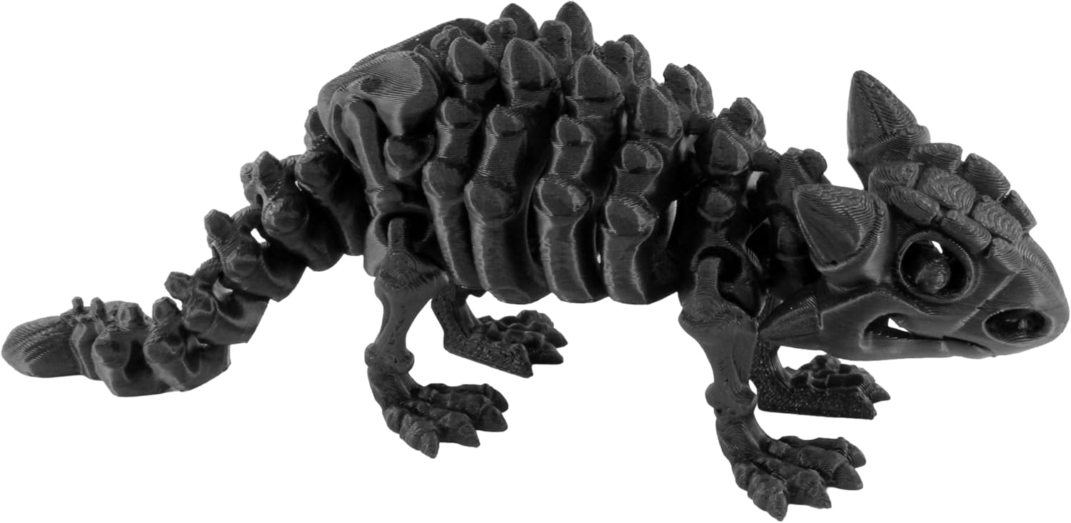 Back. JuzToys - 3D Printed Skeleton Ankylosaurus, Prehistoric Collectible Articulating Dinosaur 3D Figurine Desk Décor Black by PowerTRC - Black.