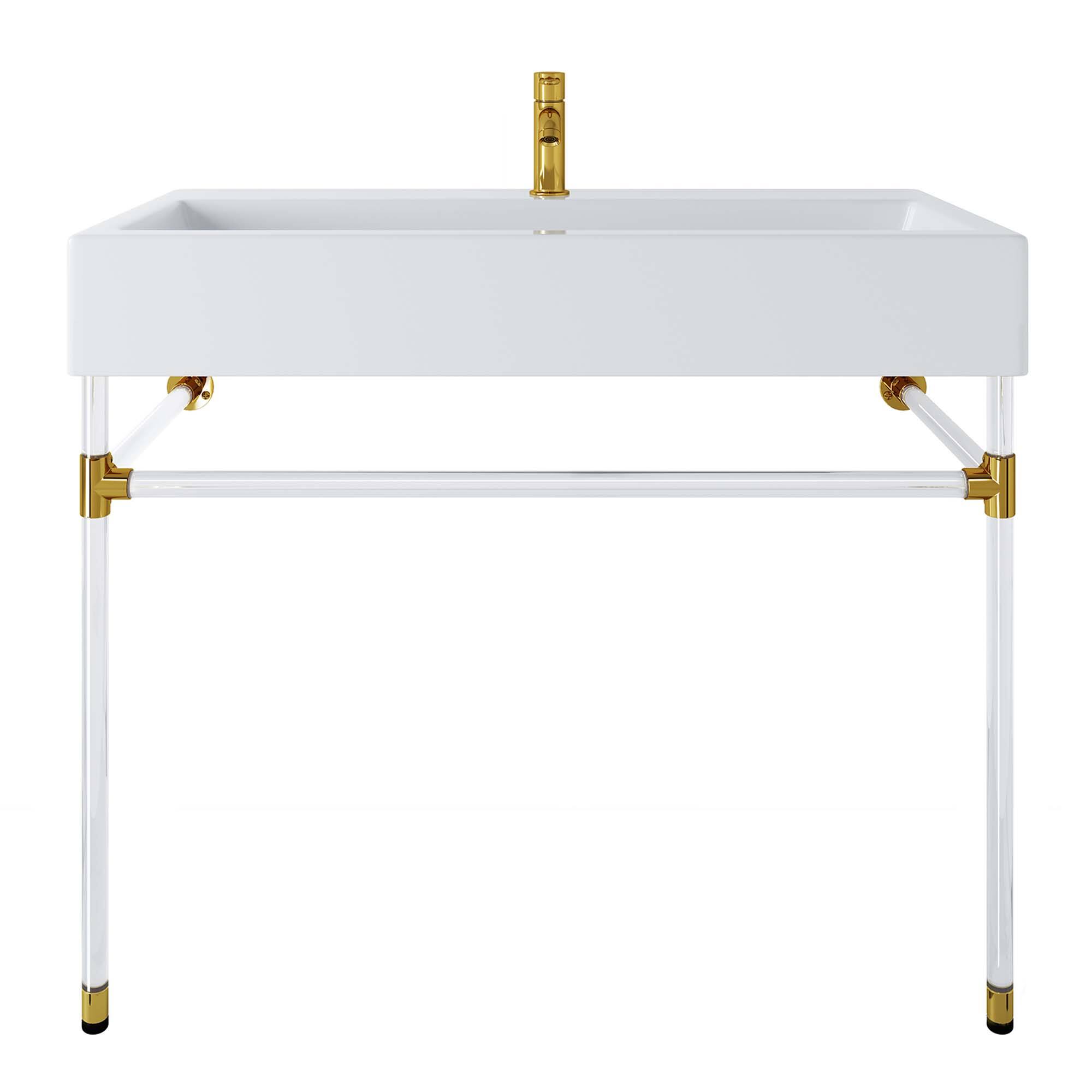 Alt View 2. Modway - Redeem Wall-Mount Bathroom Vanity Basin Included - Clear White.