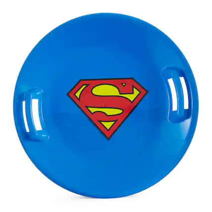 Front. Slippery Racer - Slippery Racer Downhill Pro Superman Plastic Saucer Disc Snow Sled Slider, Blue - Blue.