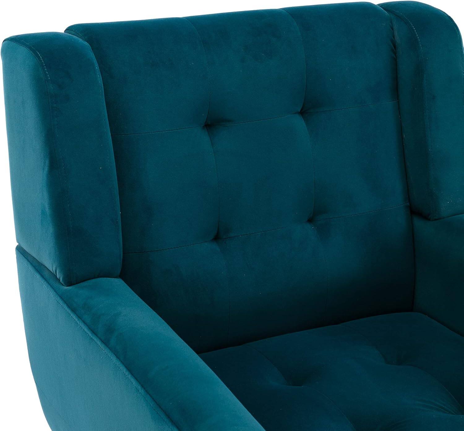 Alt View 6. Trinkets Crazed - Modern Soft Velvet Material Ergonomics Accent Chair With Black Legs - teal.