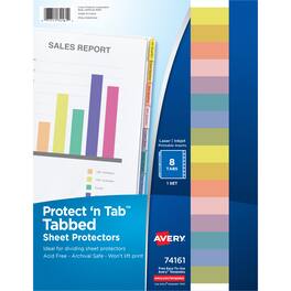 Avery - Protect 'n Tab Sheet Protector Dividers, 8-Tab Set (74161) - Clear
