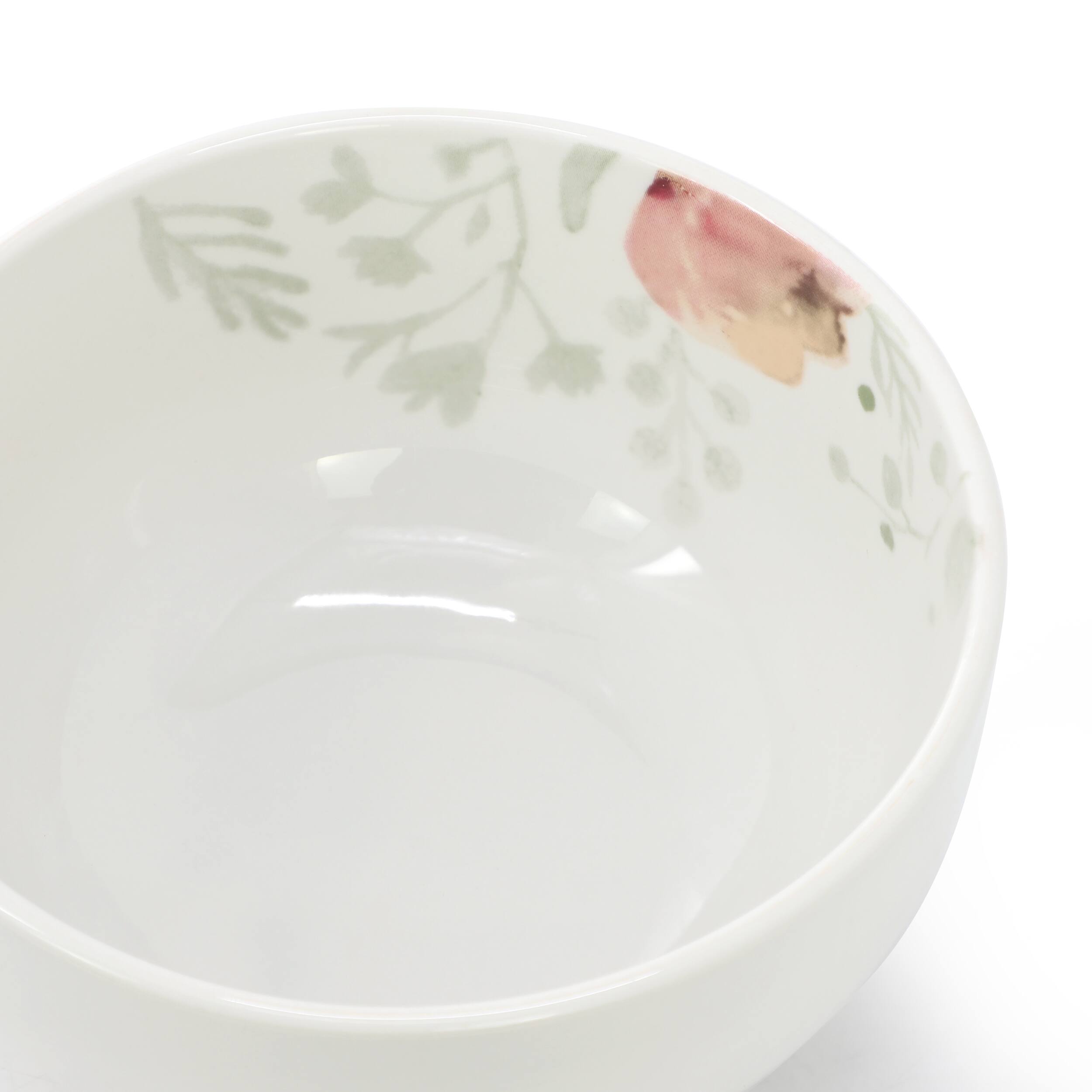 Alt View 1. Elama - Elama Poppy 12 Piece Porcelain Dinnerware Set, Service for 4 - White and Orange.