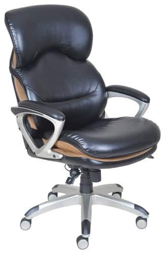 Serta - Health & Wellness Leather Executive Chair - Black - Larger Front