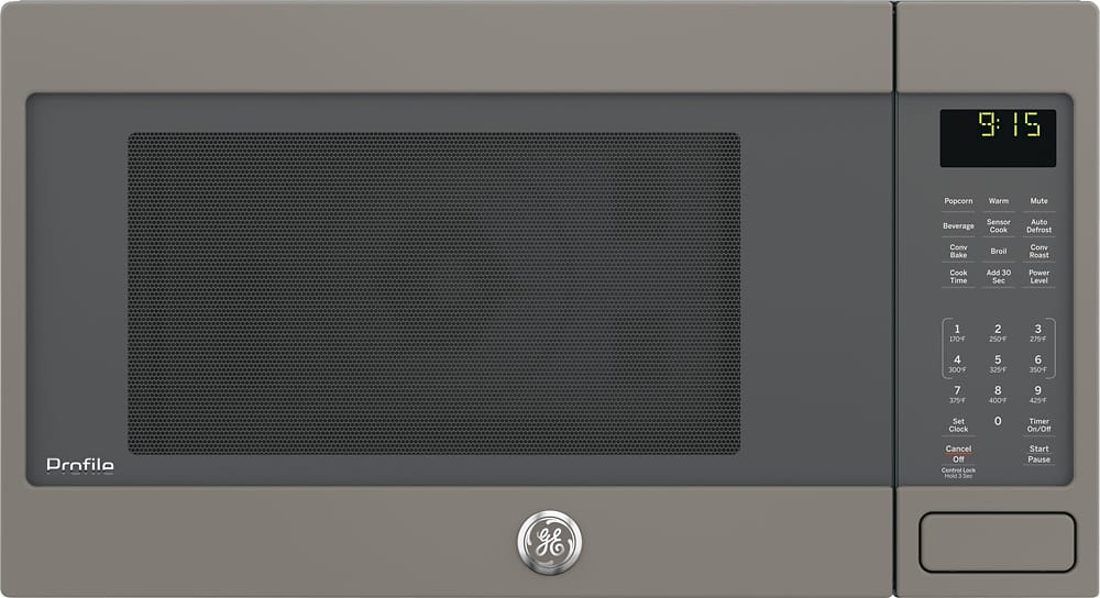 Front. GE - 1.5 Cu. Ft. Mid-Size Microwave - Slate.