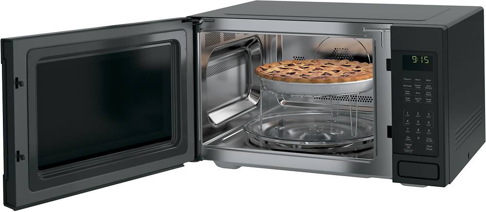 Alt View 12. GE - 1.5 Cu. Ft. Mid-Size Microwave - Black on Black.