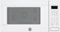 Front Zoom. GE - 1.5 Cu. Ft. Mid-Size Microwave - White on white.