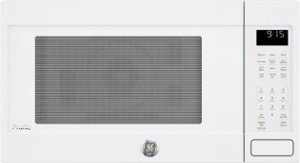 GE - 1.5 Cu. Ft. Mid-Size Microwave - White on white - Front_Zoom