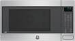 GE - 1.5 Cu. Ft. Mid-Size Microwave - Stainless steel - Larger Front