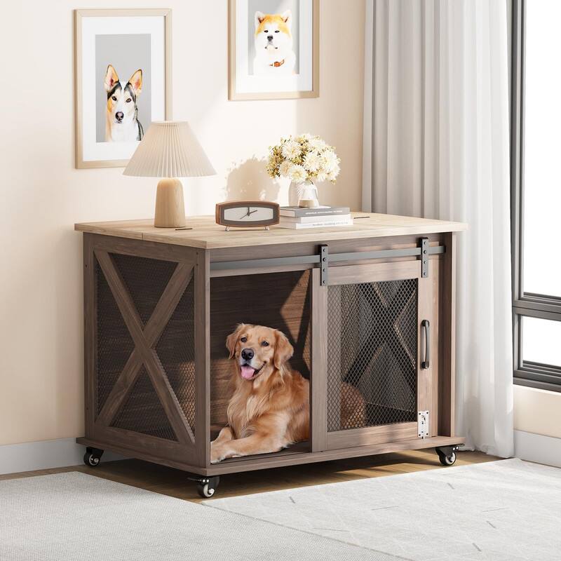 Picture Idea: Babevy Wooden 37 Large Dog Crate Kennel Furniture