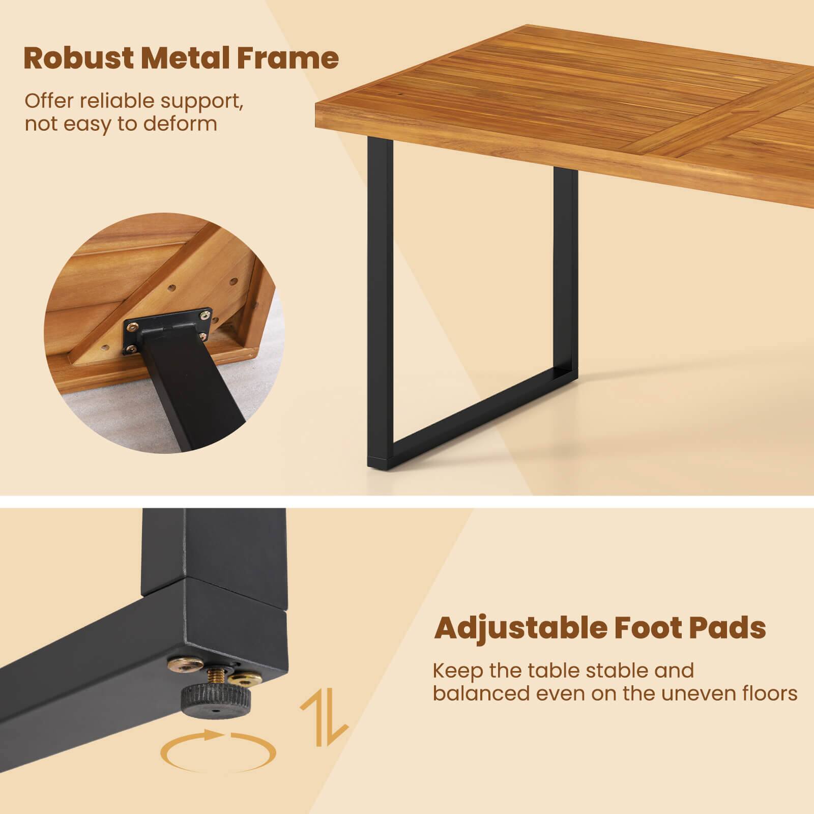Robust Metal Frame  
Offer reliable support, not easy to deform  

Adjustable Foot Pads  
Keep the table stable and balanced even on the uneven floors