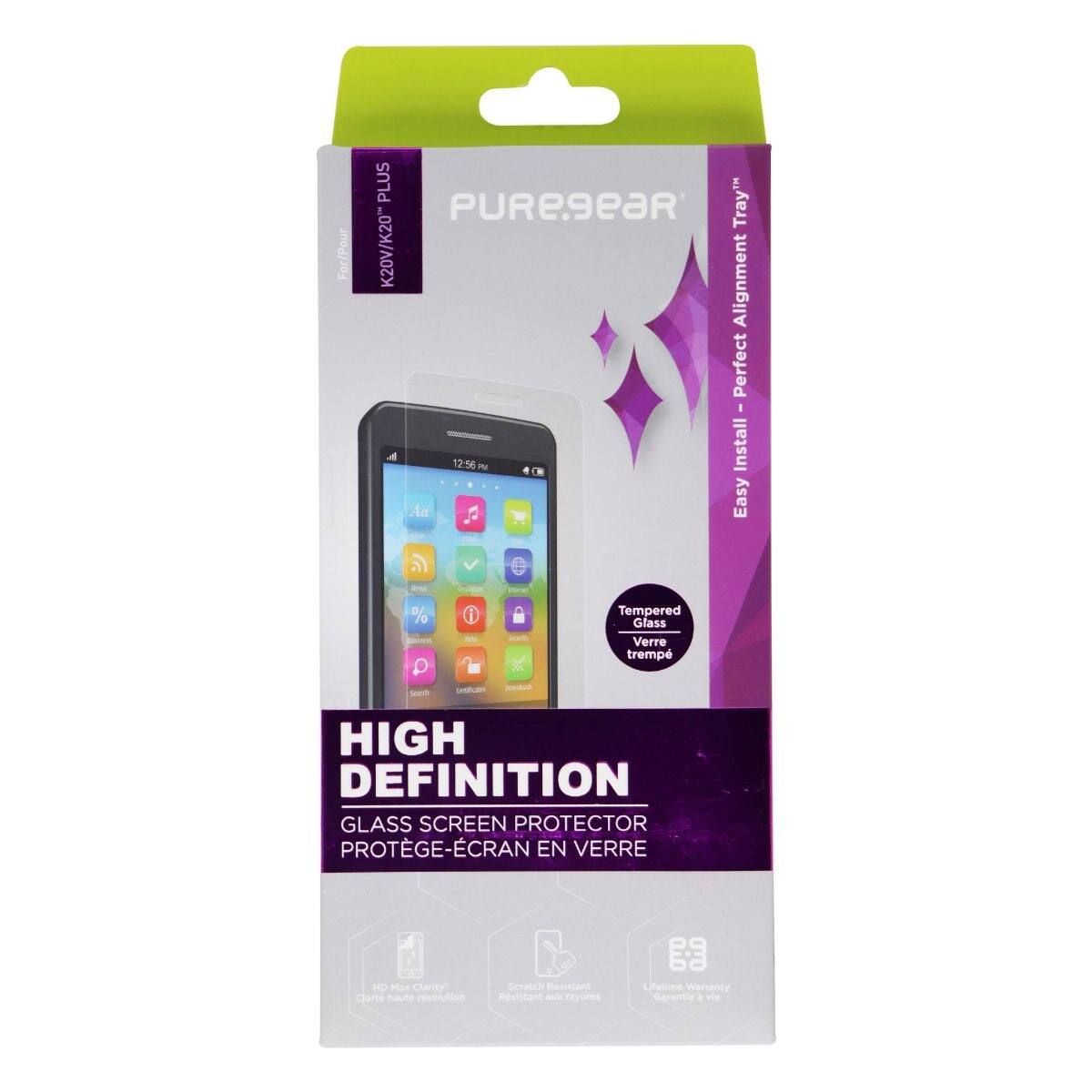 For/Pour PLUS Tray PUREgeaR K20V/K20PLUS Alignment Perfect I 12:56 I Install Ad J Easy la % 1 Tempered Glass Verre trempé -ua HIGH DEFINITION GLASS SCREEN PROTECTOR PROTGE-CRAN EN VERRE HD Mas Clarity clarté haute résolution Scratch Resistant - cayures P9  63 Lifetime Warranty Barantiee