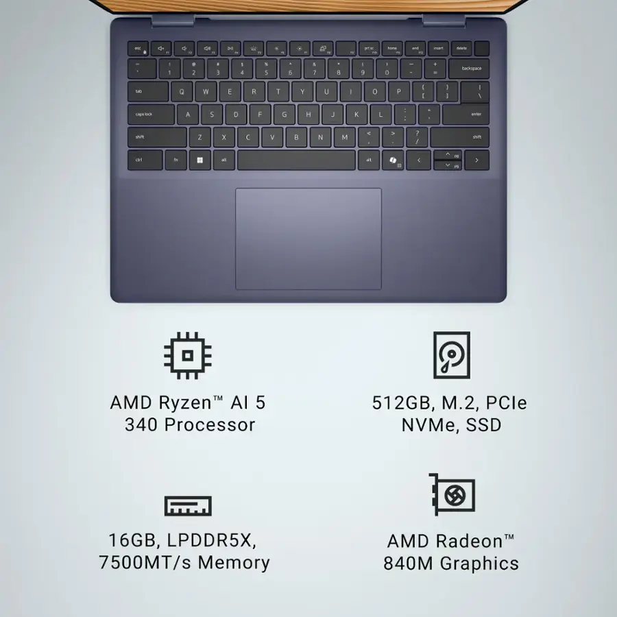 * 6 - 16GB - 7500MT/s Memory - AMD Ryzen 5 3400 Processor - 512GB, M.2, PCle NVMe, SSD - 16GB, LPDDR5X - AMD Radeon 840M Graphics
