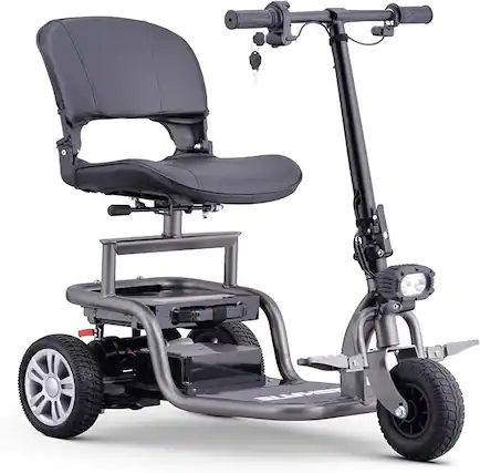 Front. Hover Heart - Mobility Scooter for Seniors and Adults, 3-Wheel Electric Scooter with Detachable Battery, Rotating Seat - Gray.