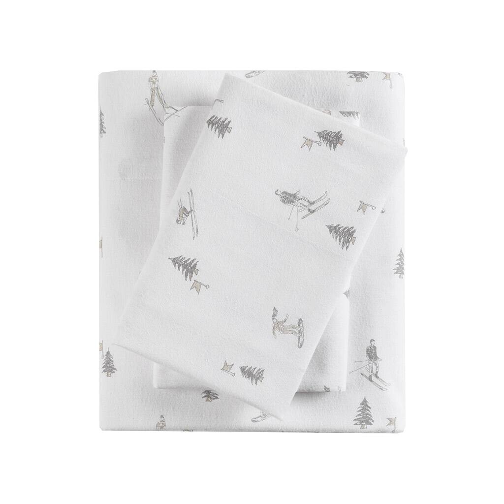 Front. Gracie Mills - Gracie Mills Persephone Cotton Flannel Sheet Set - Gray Skiers.