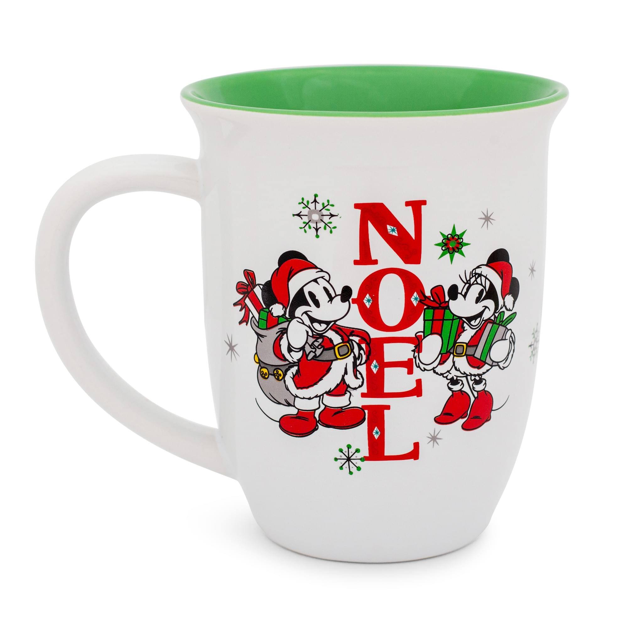 Alt View 1. Silver Buffalo - Disney Mickey and Minnie Mouse "Noel" Wide Rim Latte Mug | Holds 16 Ounces - Green.