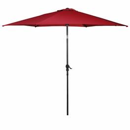 Costway - 10FT Patio Umbrella 6 Ribs Market Steel Tilt W/ Crank Outdoor Garden - Burgundy