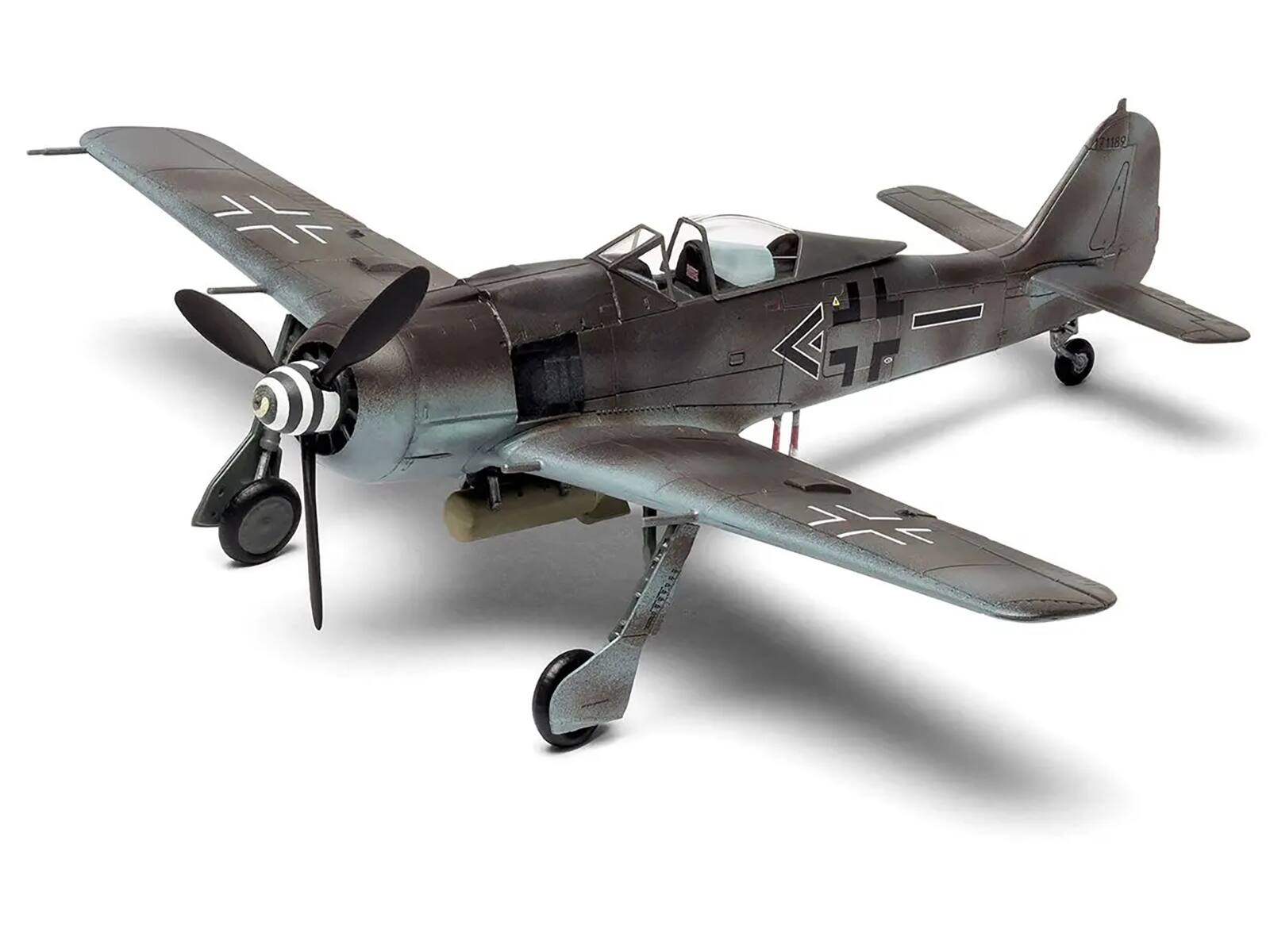 Alt View 1. Airfix - Level 1 Model Kit Focke-Wulf Fw190-A8/F-8 Fighter Aircraft with 2 Scheme Options 1/72 Plastic Model Kit by Airfix - Multi.