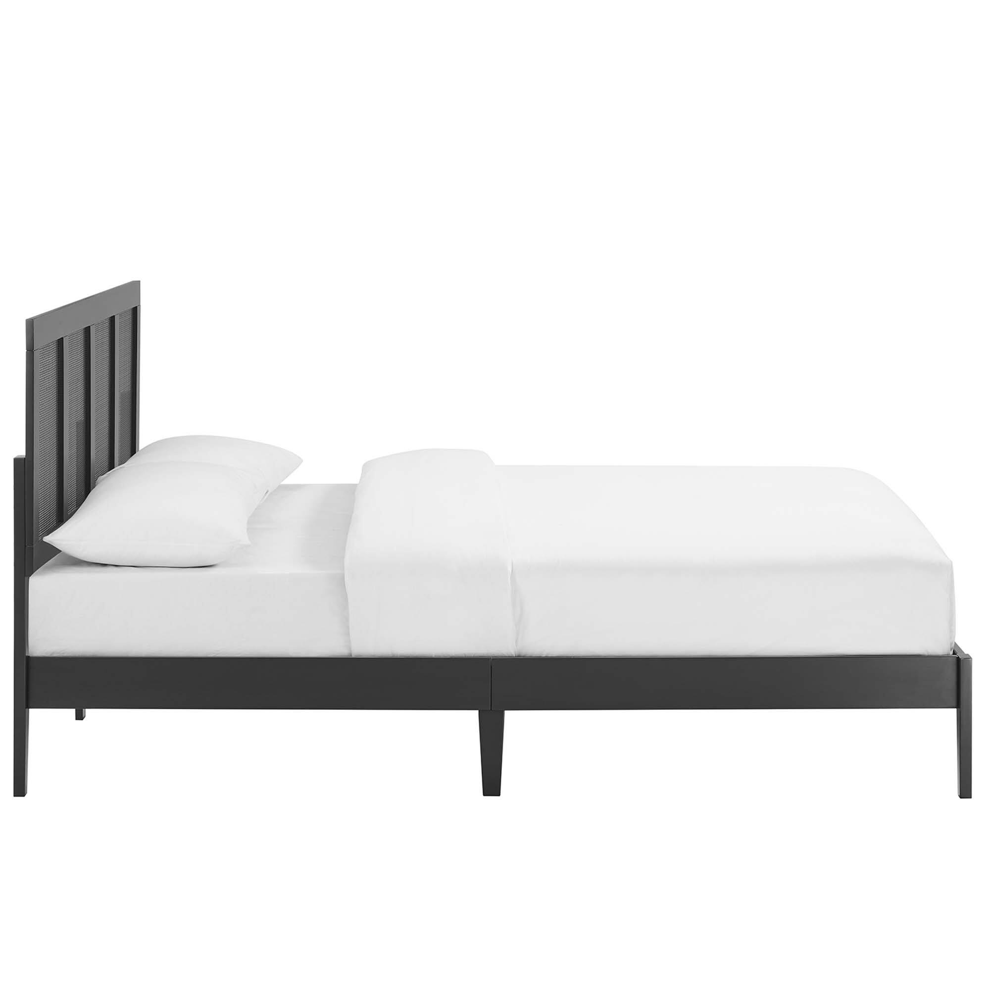 Alt View 4. Modway - Sirocco Rattan and Wood King Platform Bed - Black.