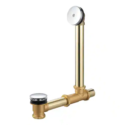 Front. Akicon - Akicon 1.5 inch Solid Brass Toe Touch Bathtub Drain with Overflow Kit - Polished Brass.
