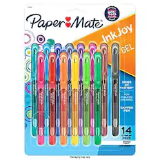 **Paper Mate InkJoy GEL**
- Dries faster for reduced smearing
- Capped pen
- 14 pens
- 0.7mm gel
- Medium packaging may vary