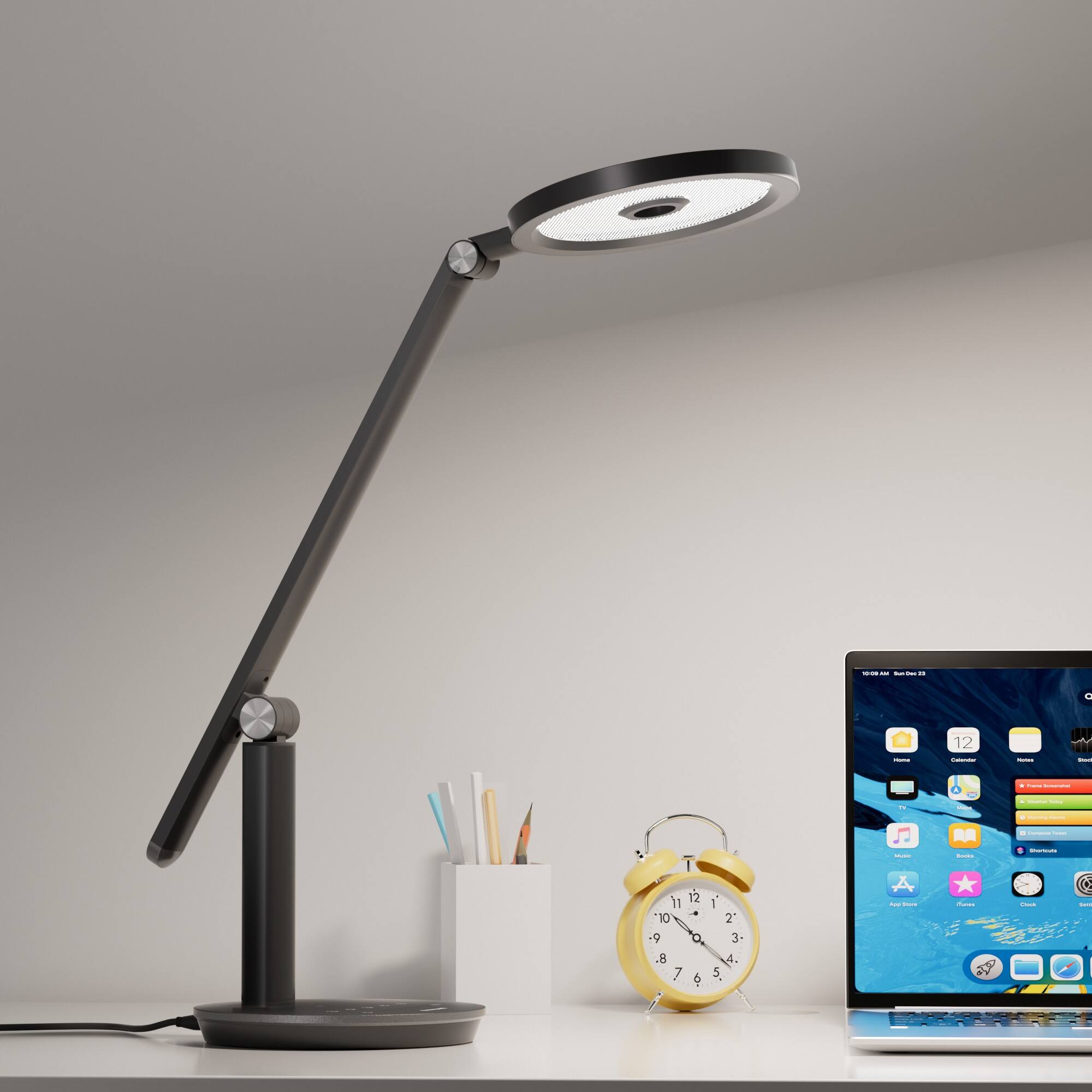 Angle. Honeywell - H6 Desk Lamp  800LM Dimmable Eye-Caring Led Desk Light Touch Control Tall Desk Reading Light with Timer - Black.