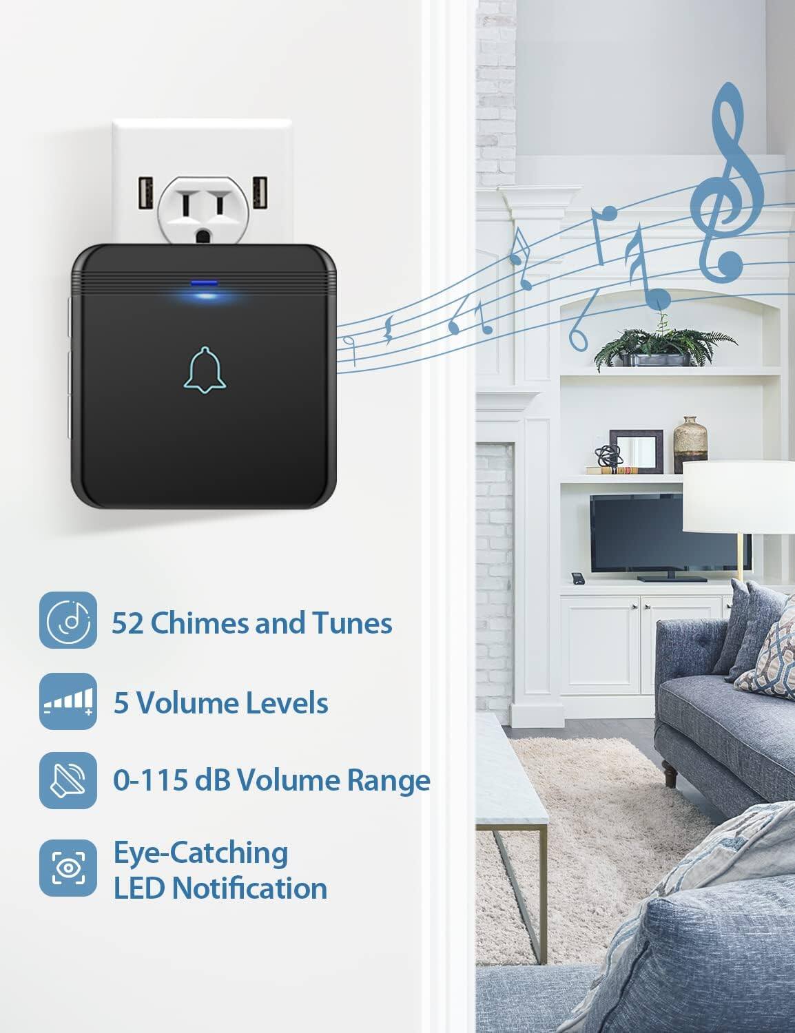 52 Chimes and Tunes  
5 Volume Levels  
0-115 dB Volume Range  
Eye-Catching LED Notification