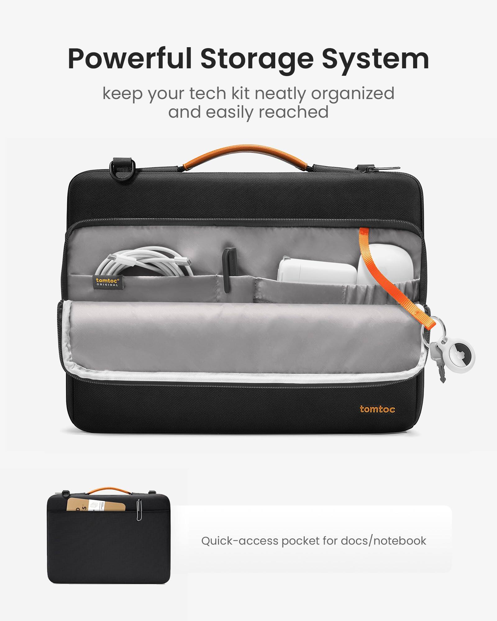 Powerful Storage System  
keep your tech kit neatly organized and easily reached

tomtoc ORIGINAL

Quick-access pocket for docs/notebook