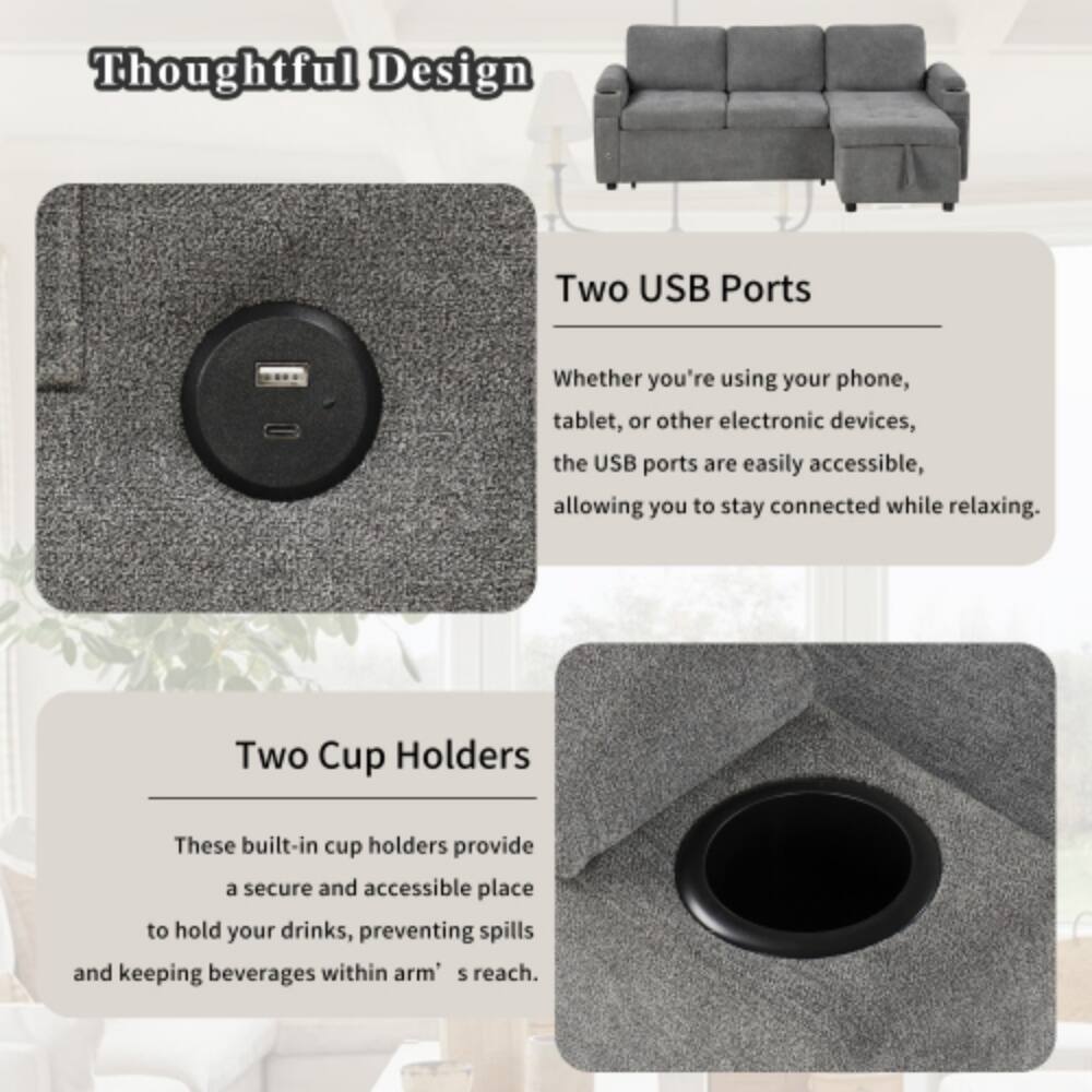 Thoughtful Design

Two USB Ports
Whether you're using your phone, tablet, or other electronic devices, the USB ports are easily accessible, allowing you to stay connected while relaxing.

Two Cup Holders
These built-in cup holders provide a secure and accessible place to hold your drinks, preventing spills and keeping beverages within arm's reach.