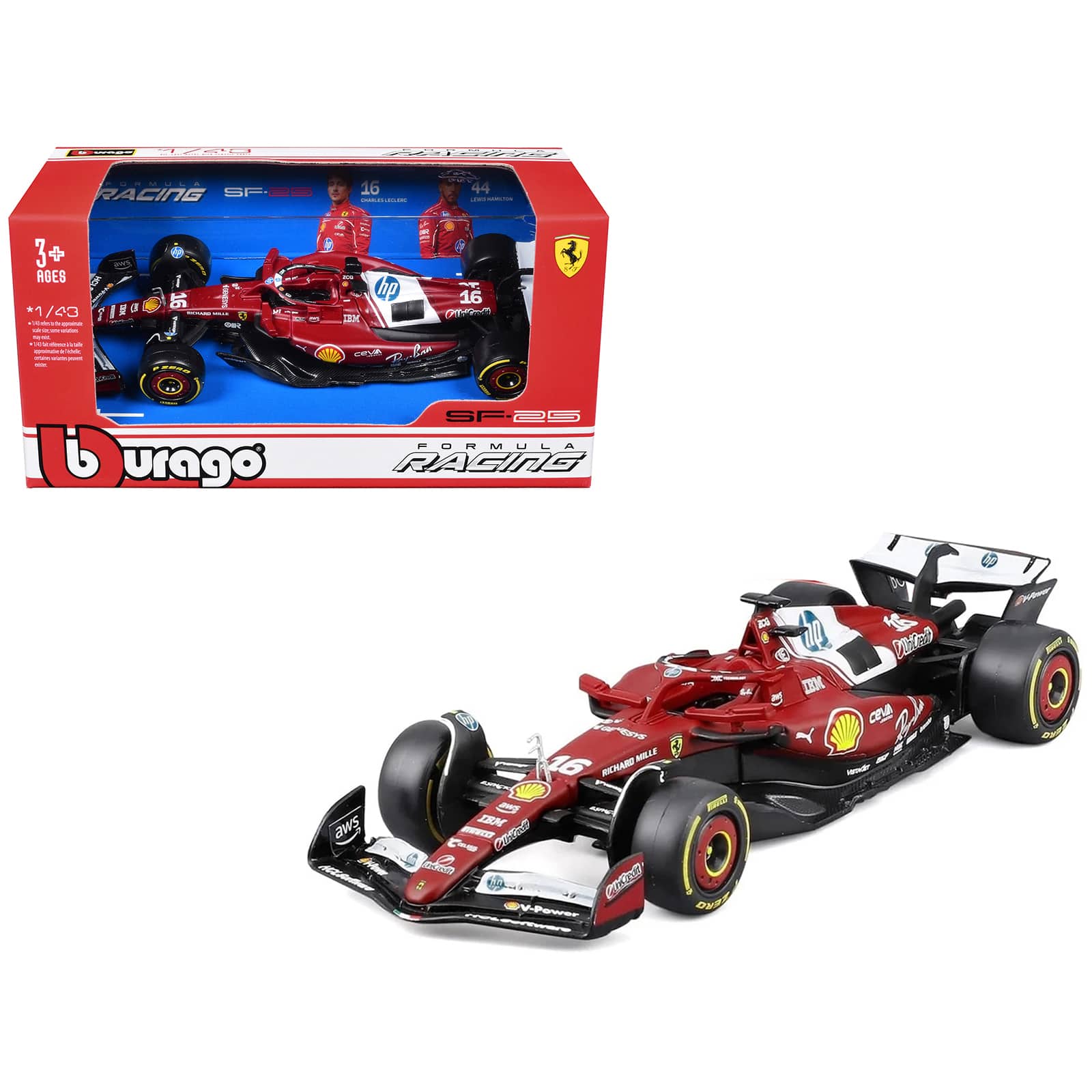 "Ferrari SF-25 #16 Charles Leclerc Formula One F1 ""World Championship"" (2025) 1/43 Diecast Model Car by Bburago" price history on PriceWatchPro