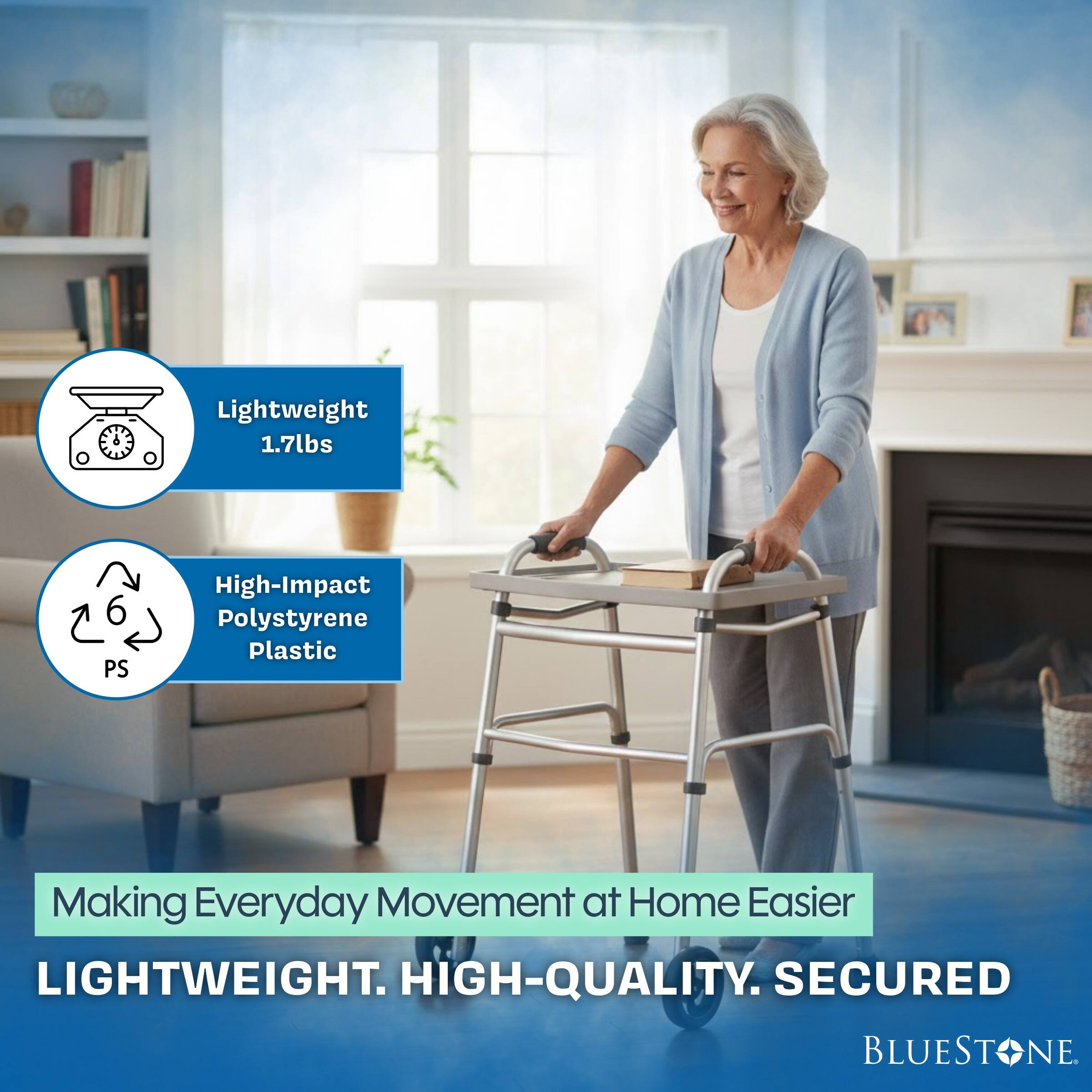 Lightweight 1.7lbs PS High-Impact Polystyrene Plastic Making Everyday Movement at Home Easier LIGHTWEIGHT. HIGH-QUALITY. SECURED BLUESTONE