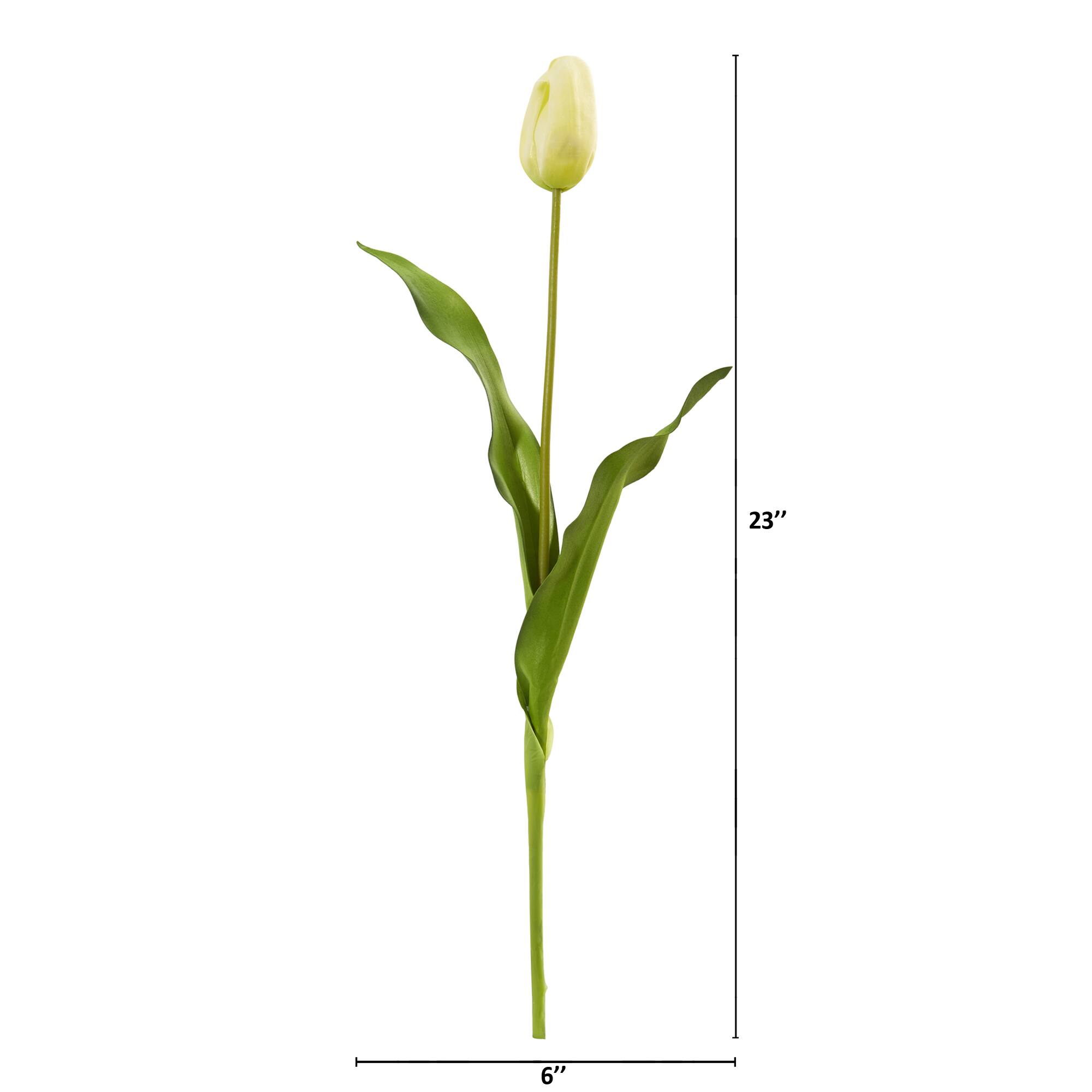 Angle. BreeBe - 23" Dutch Tulip Artificial Flower (Set of 12) - Yellow.