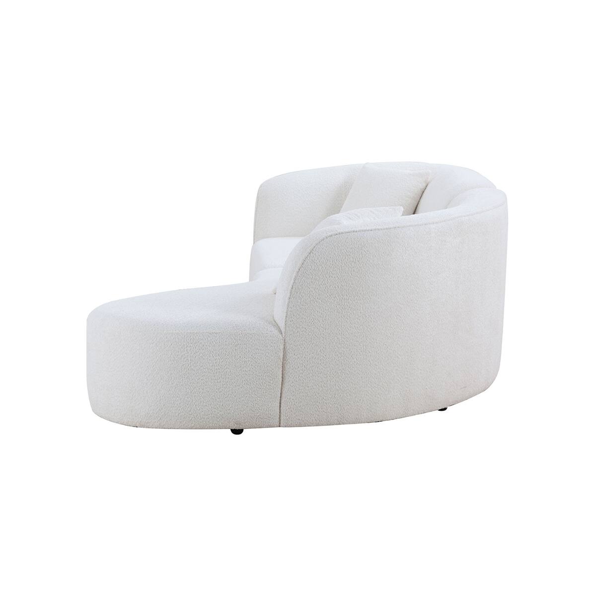 Alt View 4. Ropilly - Ropilly White Boucle Sectional Sofa, Curved Sofa with Chaise, Right Hand Facing Sectional Sofa - White.