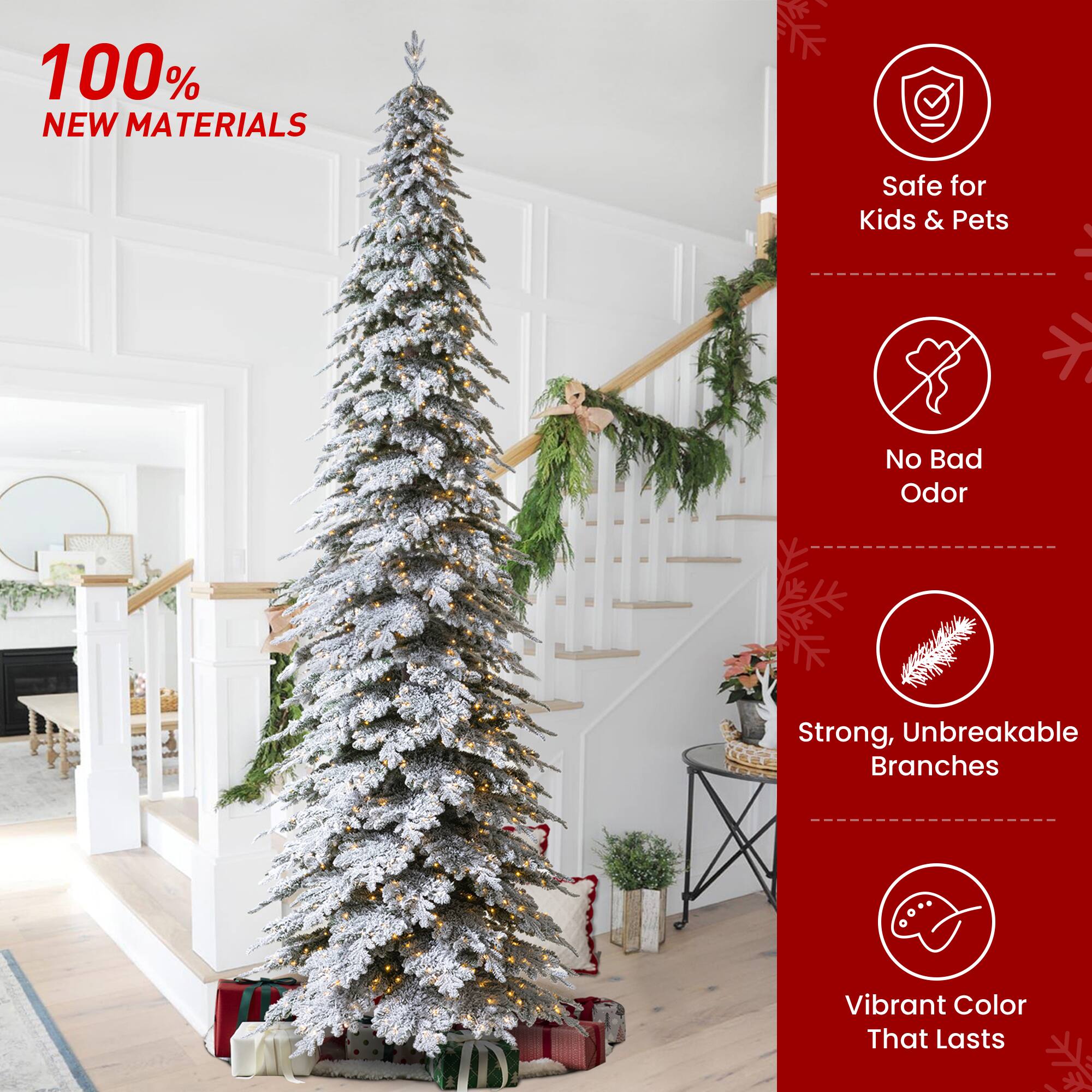 100% NEW MATERIALS

Safe for Kids & Pets

No Bad Odor

Strong, Unbreakable Branches

Vibrant Color That Lasts