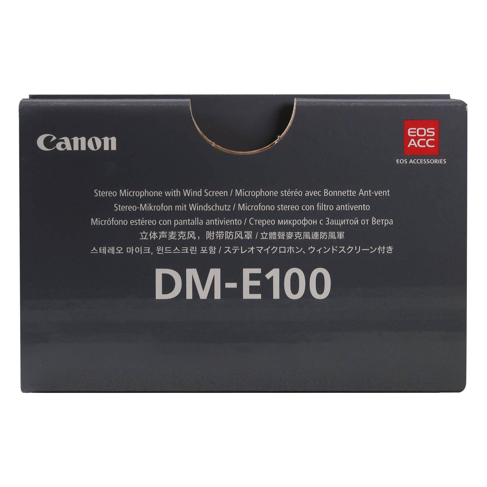 Canon EOS ACC EOS ACCESSORIES Stereo Microphone with Wind Screen / Microphone stéréo avec Bonnette Ant-vent Stereo-Mikrofon mit Windschutz Microfono stereo con filtro antivento Micrfono estereo con pantalla antiviento  
DM-E100