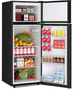 GARVEE - 7.5 Cu.Ft. Refrigerator with Freezer Mini Fridge 2 Door Fridge Large Capacity Food Storage Cooling drinks Apartment Dorm - sliver