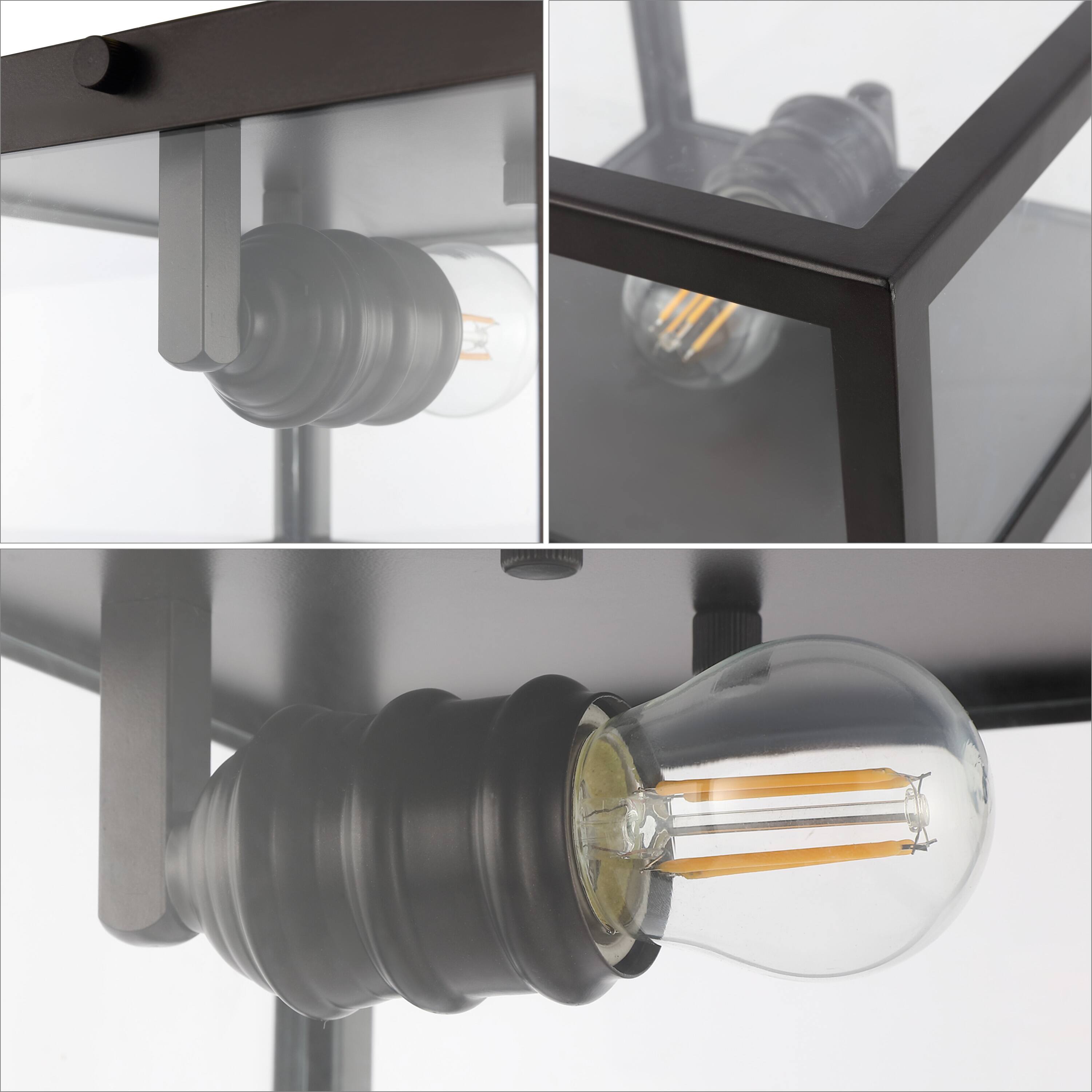 Alt View 4. Jonathan Y - Grayson 8" 1-Light Farmhouse Industrial Square Iron/Glass Case LED Flush Mount, Oil Rubbed Bronze - Oil Rubbed Bronze.