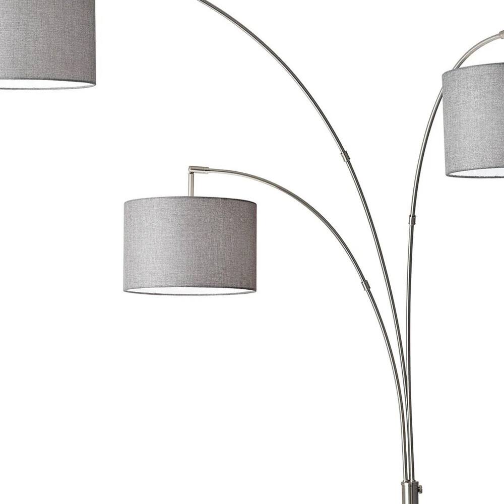 Left. Hivvago - Hivvago 74 Inch Silver Three Light Adjustable Tree Floor Lamp With Gray Linen Drum Shade - Silver.
