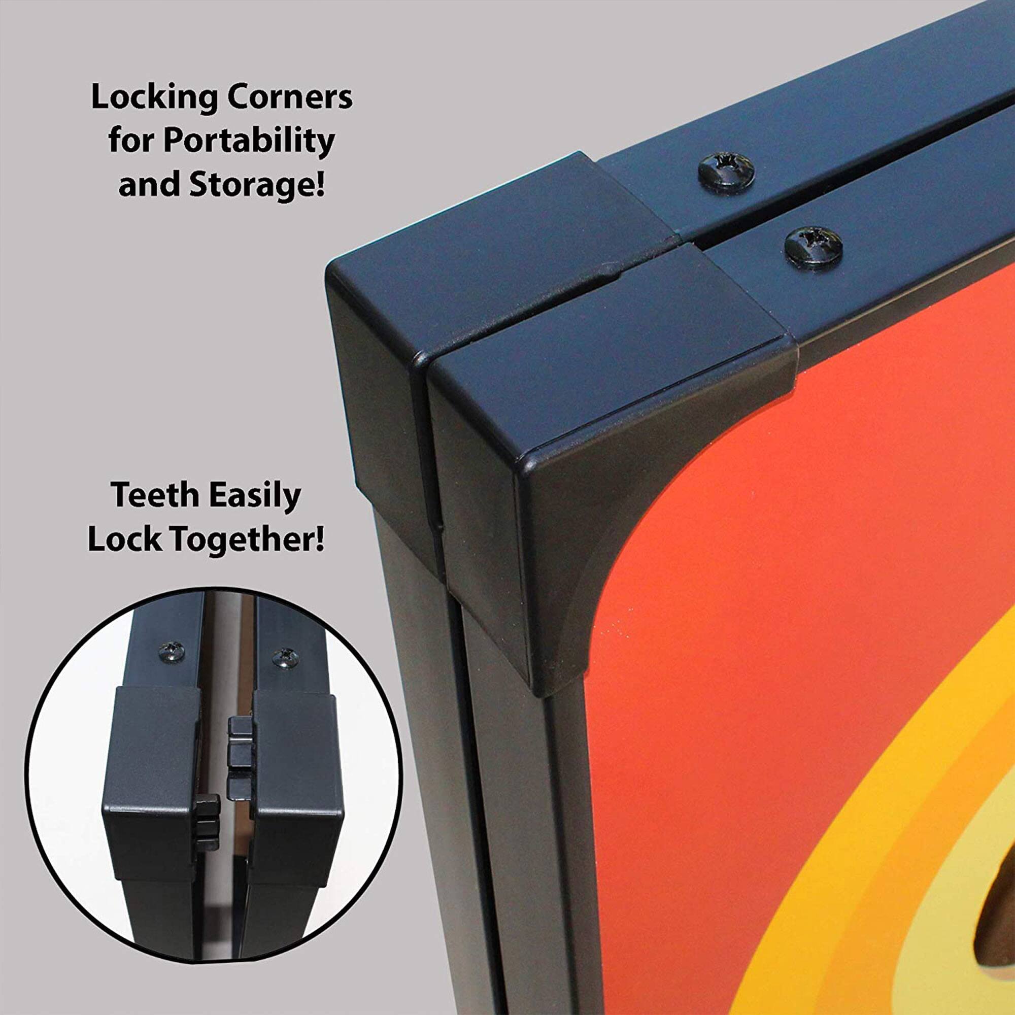 Locking Corners for Portability and Storage!  
Teeth Easily Lock Together!