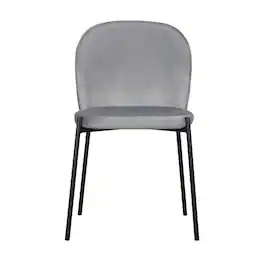 Manhattan Lane - Dining Chair Set of 2, Classic Fabric with Sleek Metal Legs - Gray, Black