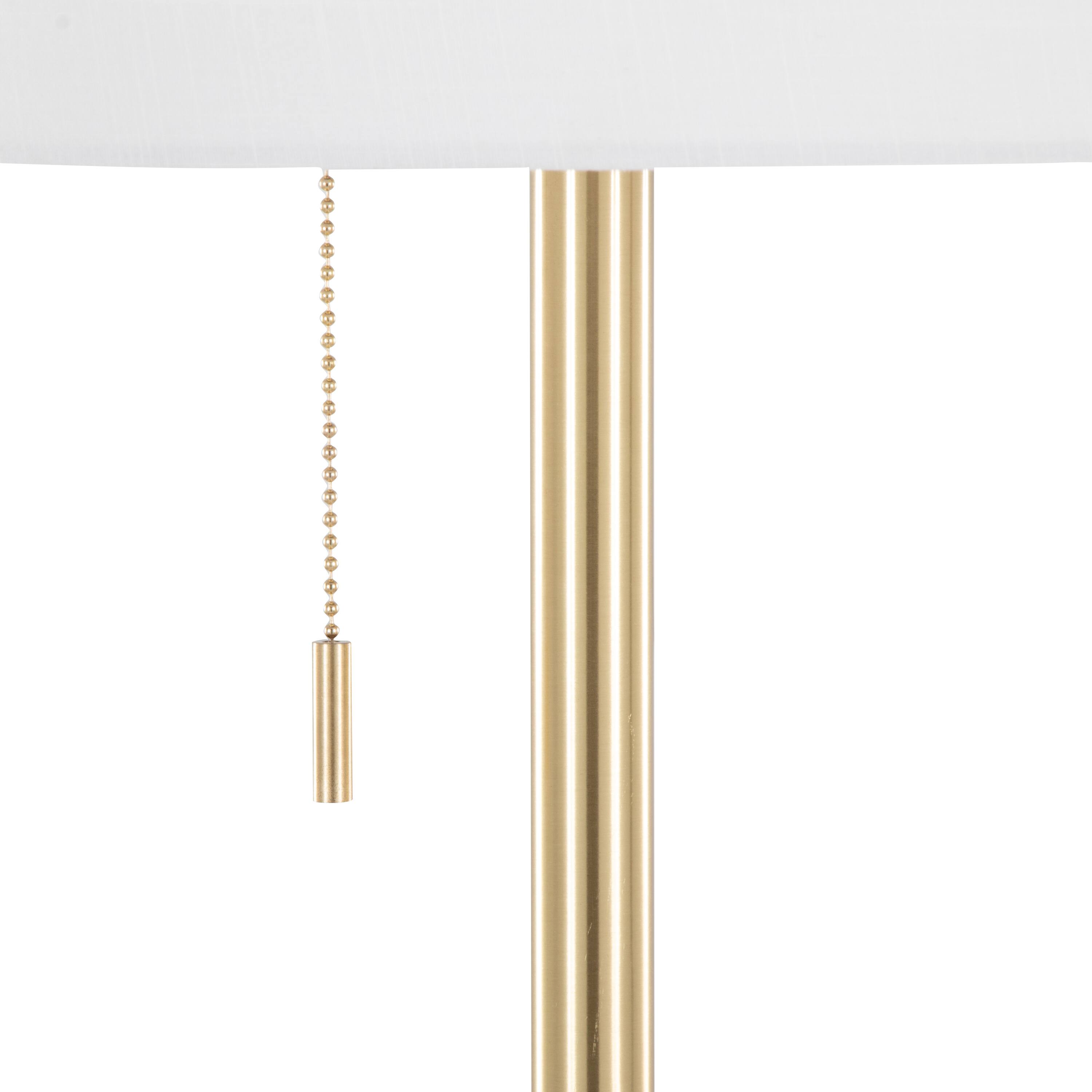 Alt View 1. Loheer - Loheer 64 Inch Contemporary Gold Metal Floor Lamp with Off-White Linen Shade for Living Room - Gold.