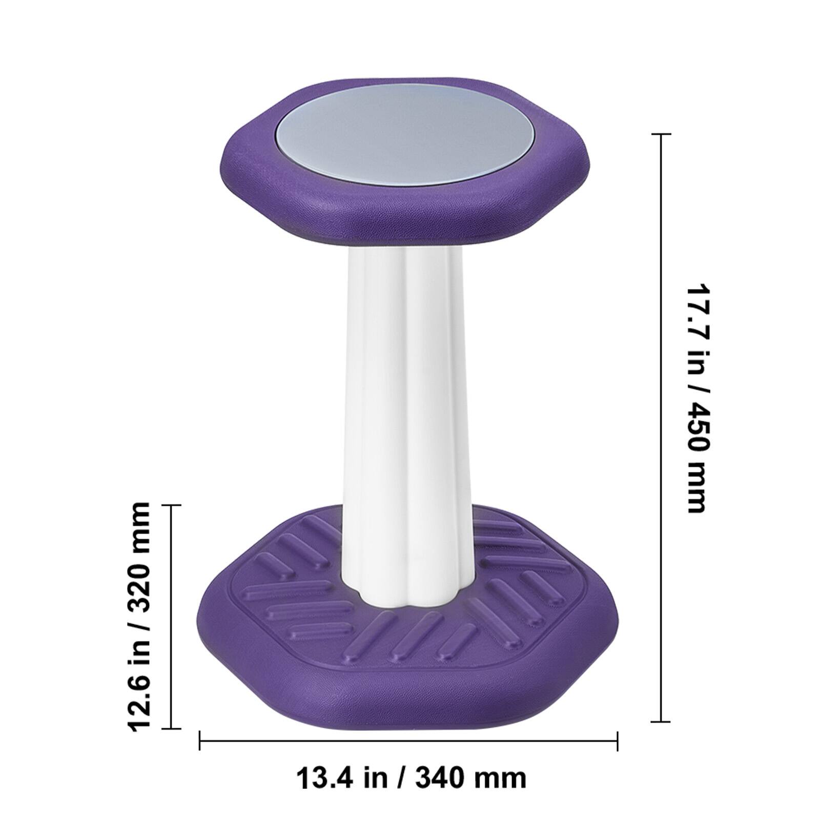 - Seat diameter: 12.6 in / 320 mm
- Base diameter: 13.4 in / 340 mm
- Height: 17.7 in / 450 mm